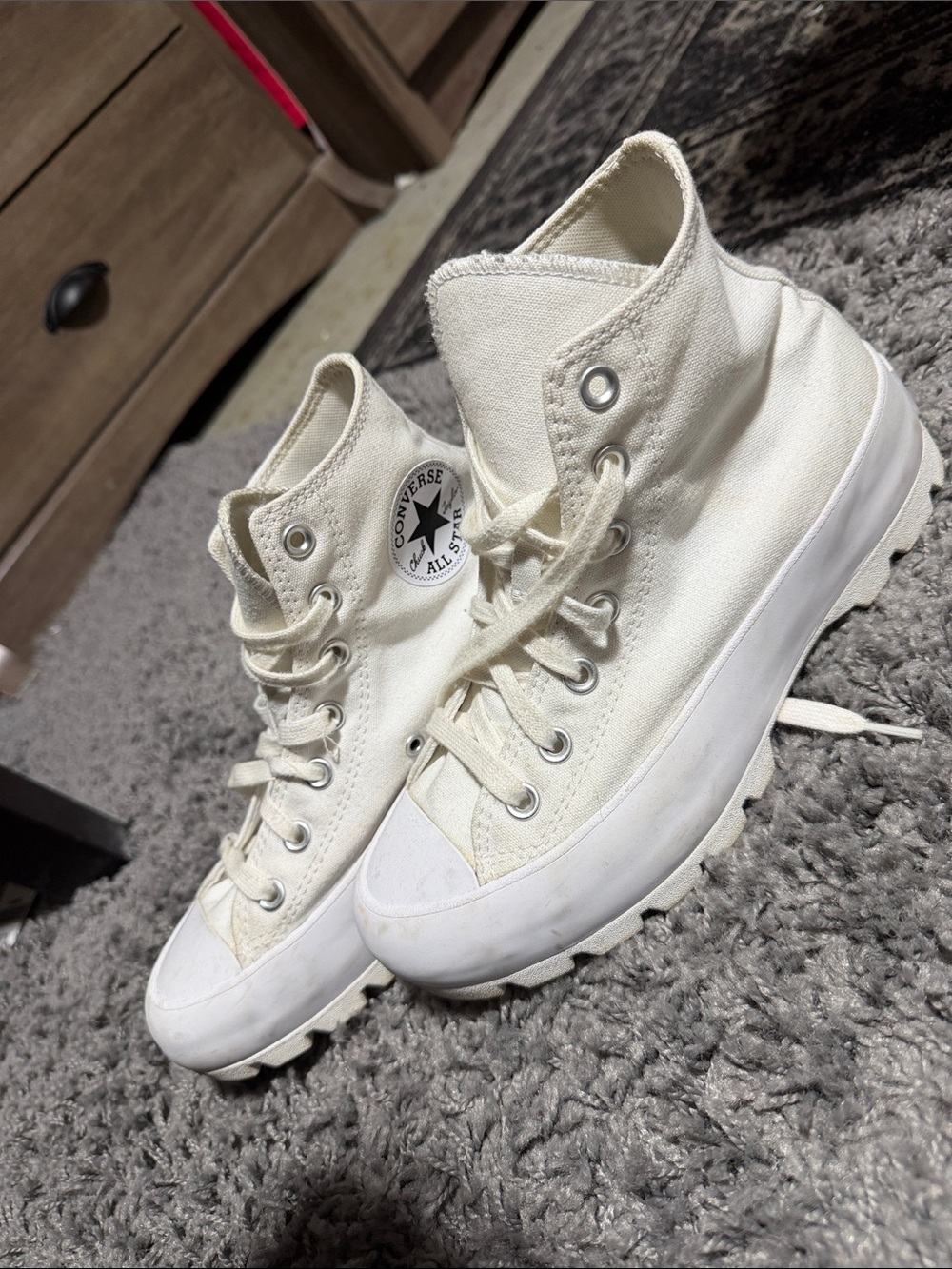 Converse High-Top Sneakers in Off-White Canvas